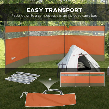 Camping Windbreaks with Clear Windows, 440 x 140cm, Orange