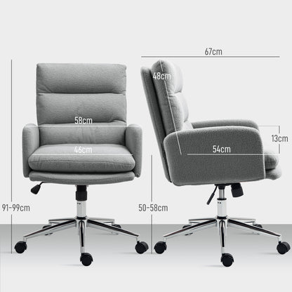 Upholstered Desk Chair with Height Adjustable, Grey