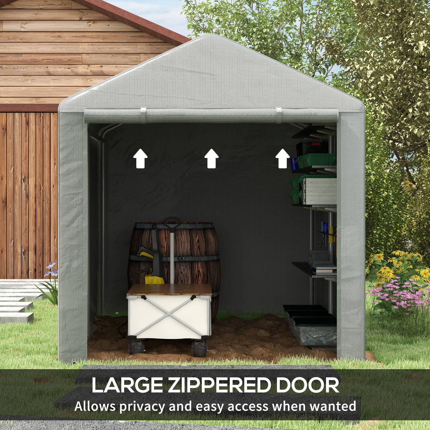 1.6 x 2.2m Garden Storage Shed Portable Shed Tent, Light Grey
