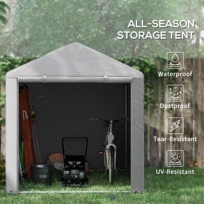 1.6 x 2.2m Garden Storage Shed Portable Shed Tent, Light Grey