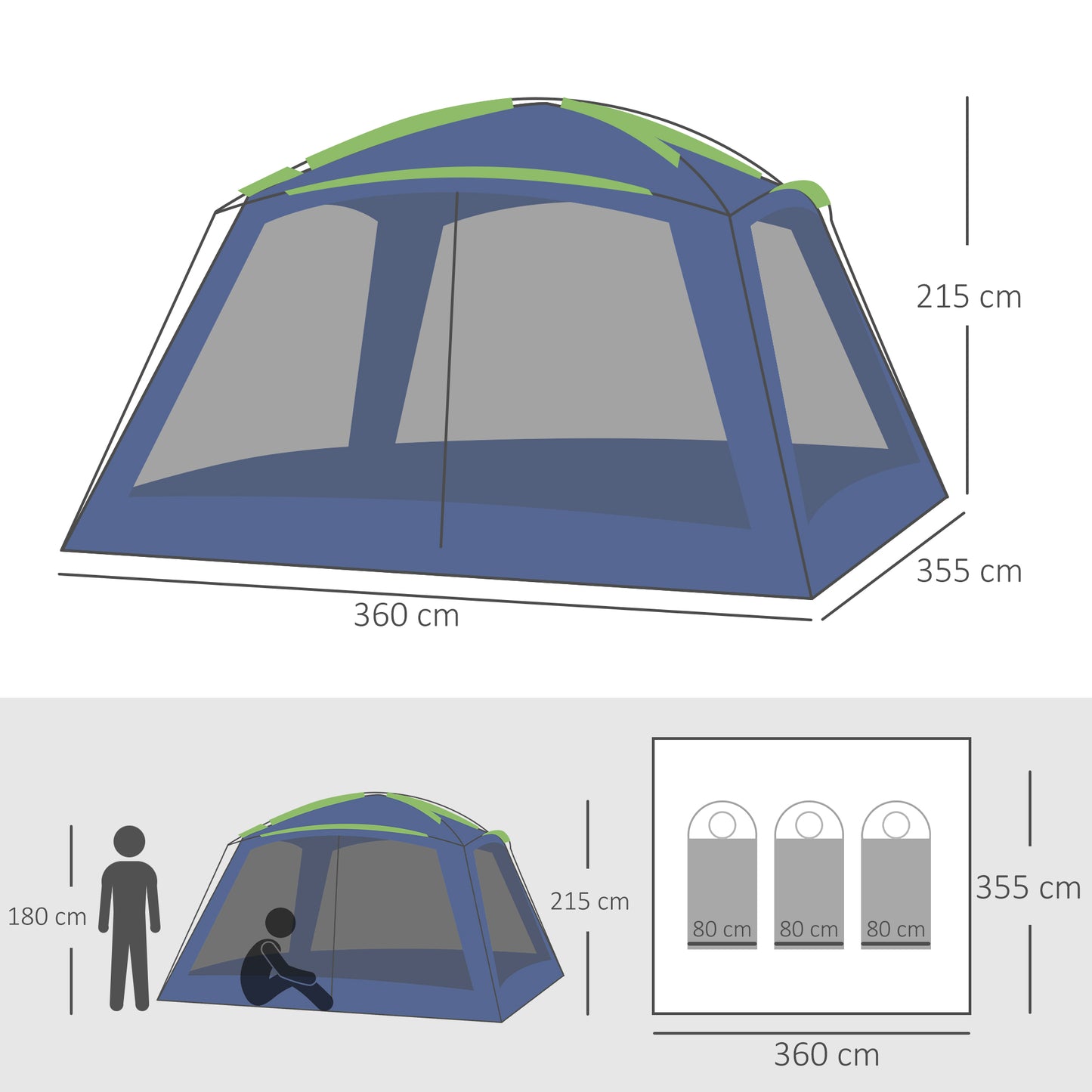 Camping Tent Sun Shelter Shade for Garden Park Outdoor Dark Green