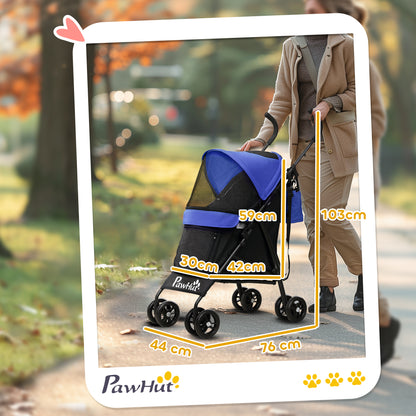 Lightweight Foldable Dog Stroller for Mini Dogs, Dark Blue