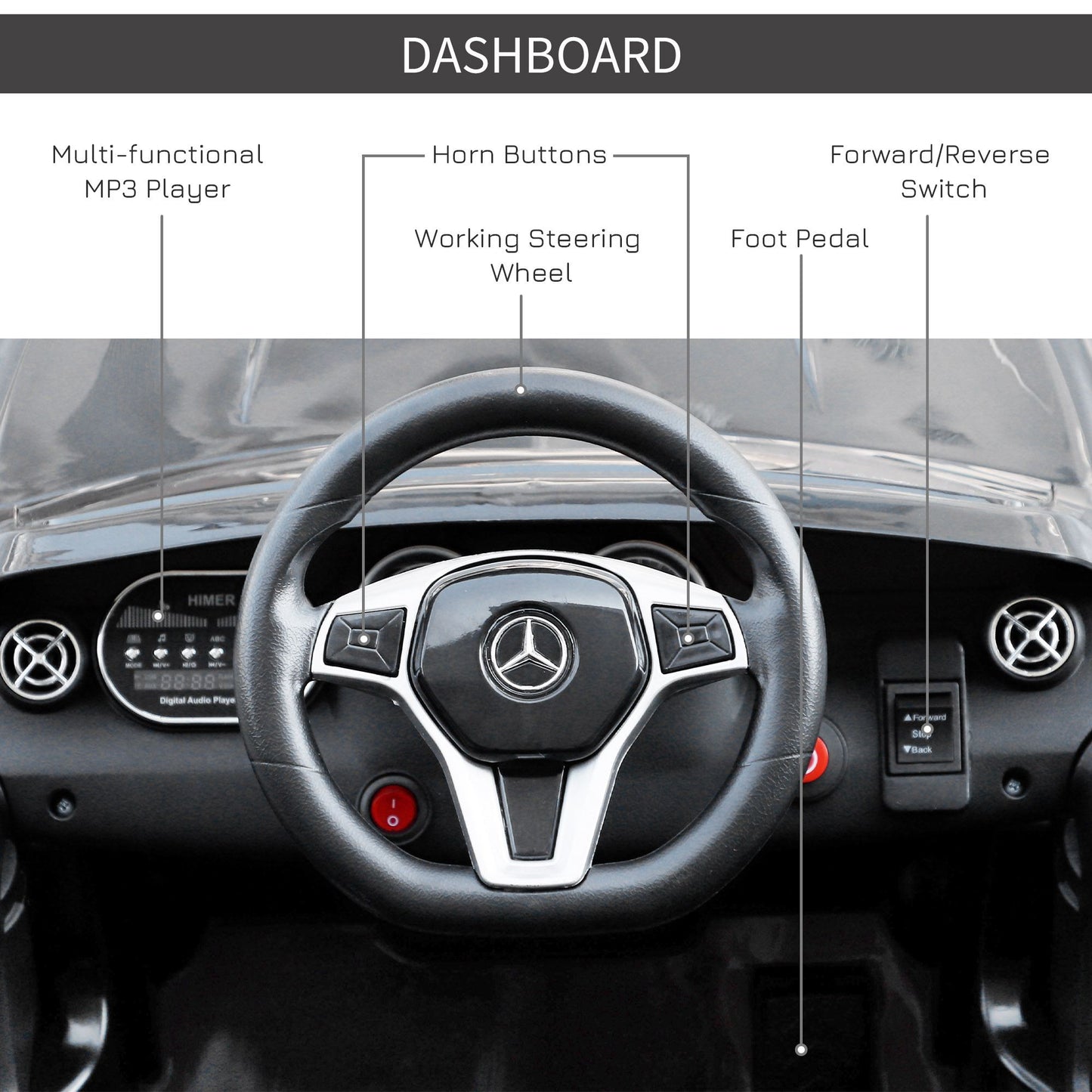 Compatible Kids Children Ride On Car Mercedes Benz GLA Licensed 6V Battery Rechargeable Headlight Music Remote Control  High/Low Speed Toy Black
