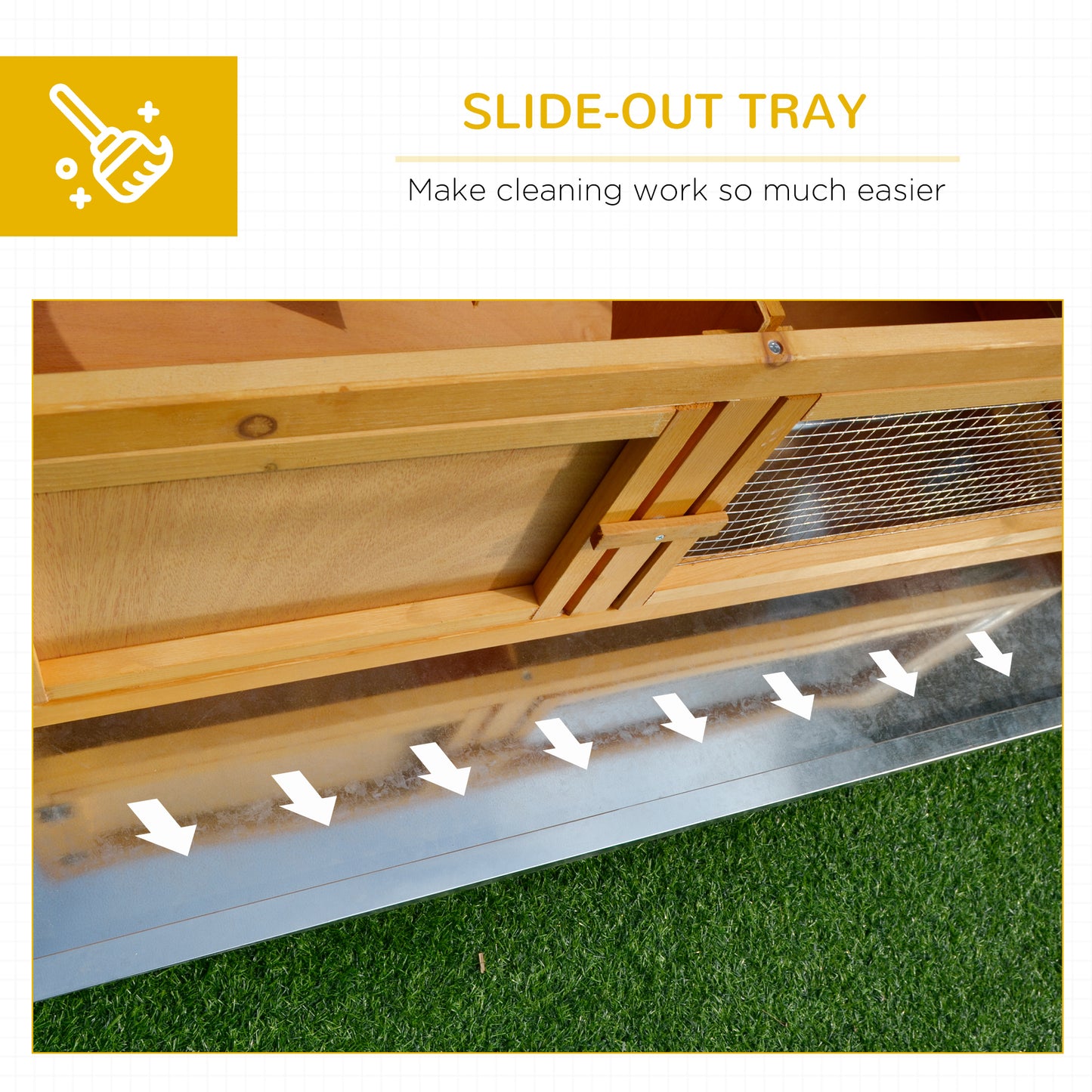 Wooden Rabbit Hutch Bunny Cage with Openable Waterproof Roof, No Leak Tray Sturdy Fir Wood Build for Indoor/Outdoor