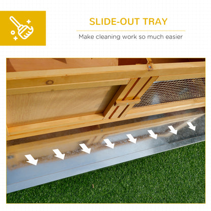 Wooden Rabbit Hutch Bunny Cage with Openable Waterproof Roof, No Leak Tray Sturdy Fir Wood Build for Indoor/Outdoor
