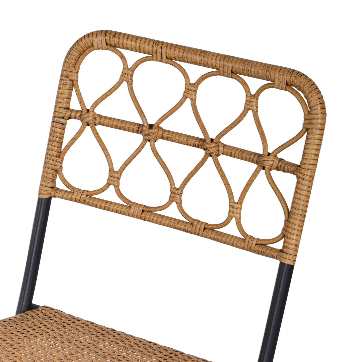 Outsunny 3 PCS Rattan Wicker Bistro Set with Easy Folding, Hand Woven Rattan Coffee Table and Chairs for Outdoor Lawn, Pool, Balcony & Garden, Natural