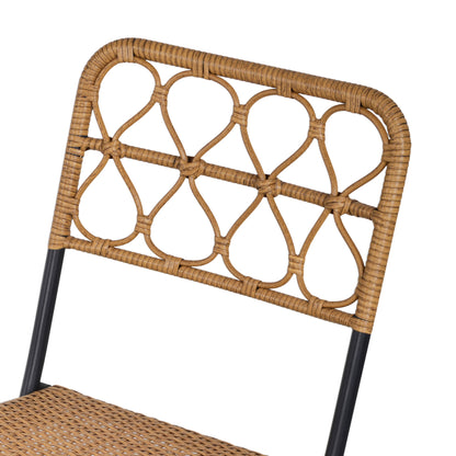 Outsunny 3 PCS Rattan Wicker Bistro Set with Easy Folding, Hand Woven Rattan Coffee Table and Chairs for Outdoor Lawn, Pool, Balcony & Garden, Natural
