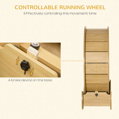 Cat Treadmill, Wooden Cat Exercise Wheel with Carpeted Runway, Cat Running Wheel with Brake, for Exercise - Natural Wood Finish