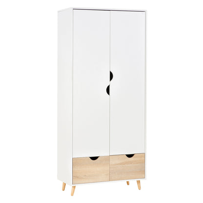 ELEGANT Wardobe: Fresh white in colour, with wood-effect bottom drawers for a complementary look