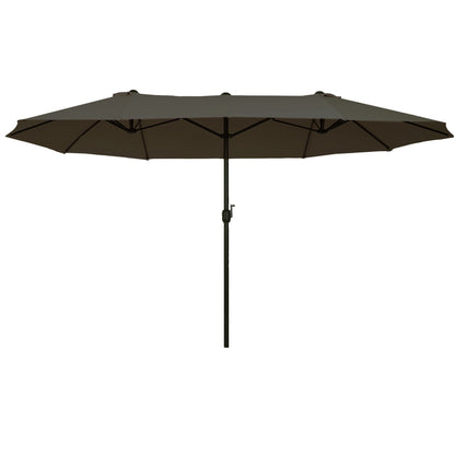 4.6m Garden Parasol Double-Sided Sun Umbrella Patio Market Shelter Canopy Shade Outdoor Grey - NO BASE