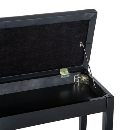 HOMCOM Faux Leather Piano Stool Makeup Stool Bench Dressing Table Seat with Storage 76x36x50cm, Black
