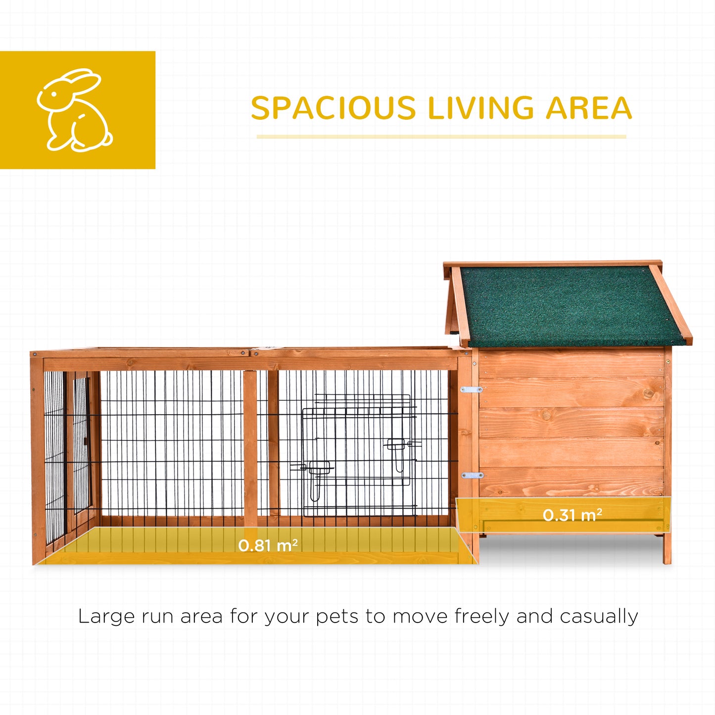 Wooden Rabbit Hutch Outdoor, Guinea Pig Hutch, Detachable Pet House Animal Cage with Openable Run & Roof Lockable Door Slide-out Tray 146 x 95 x 69cm