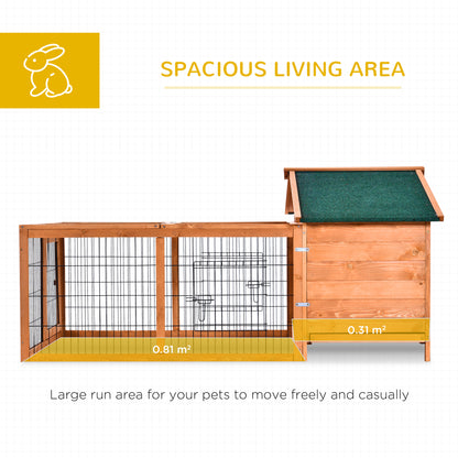 Wooden Rabbit Hutch Outdoor, Guinea Pig Hutch, Detachable Pet House Animal Cage with Openable Run & Roof Lockable Door Slide-out Tray 146 x 95 x 69cm