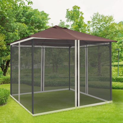 Outsunny 302 x 207cm Universal Replacement Mesh Sidewall Netting for Patio Gazebos and Canopy Tents with Zippers for 3M x 3M Gazebo, (Sidewall Only) Beige