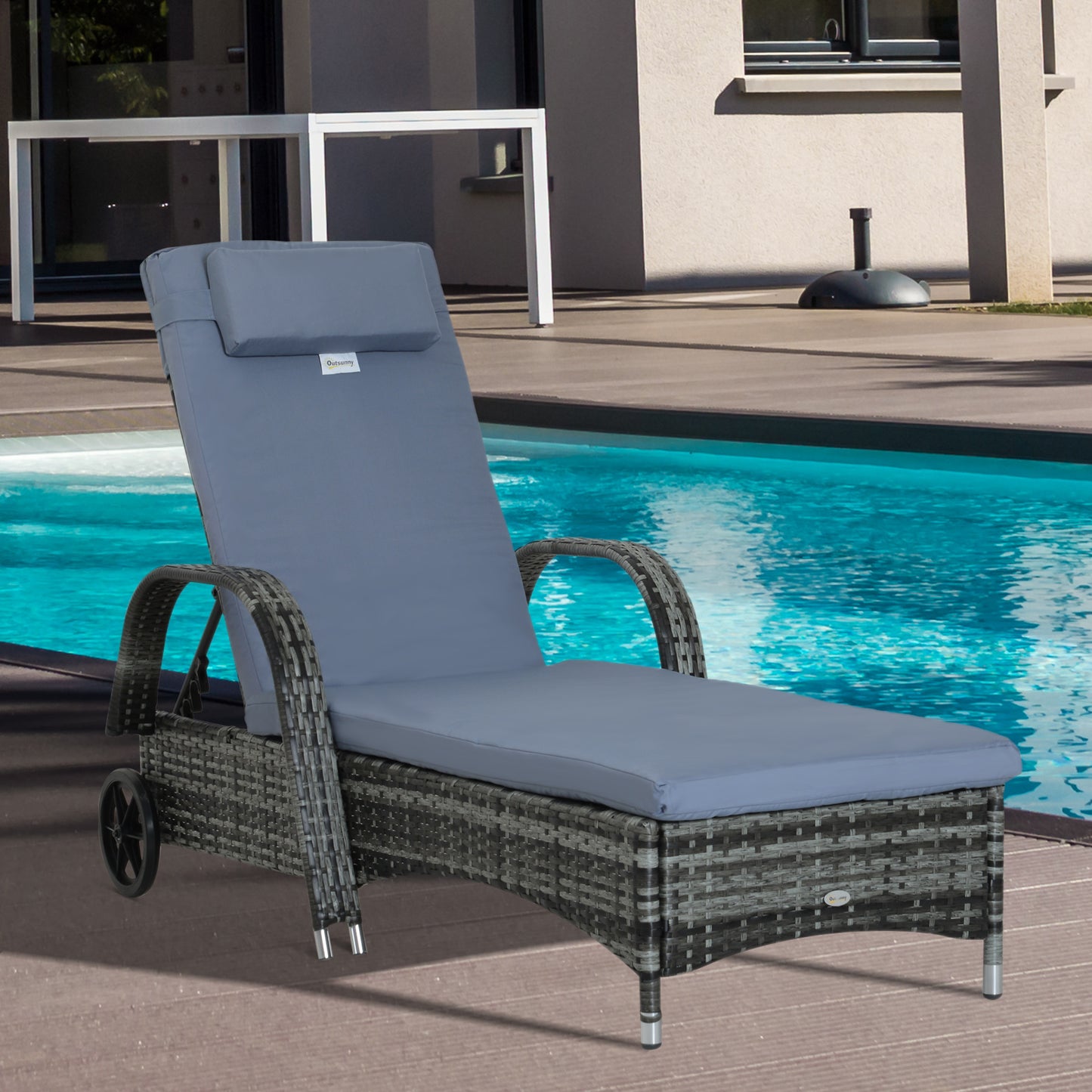 Rattan Single Lounge - Mixed Grey