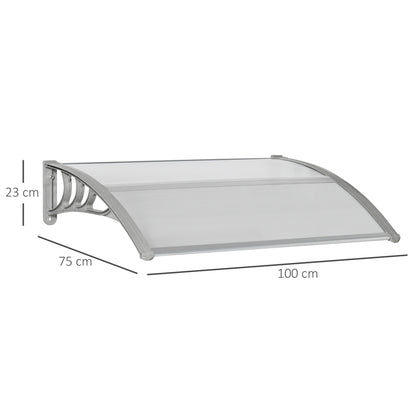 Outsunny Door Canopy Awning Outdoor Window Rain Shelter Cover for Front/Back Door Porch Clear 100 x 75cm