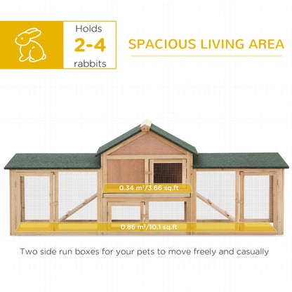 Deluxe Rabbit Hutch Outdoor, Wooden Guinea Pig Hutch, Two-Storey Bunny House with Ladder Rabbit Run Box Slide-out Tray 210 x 45.5 x 84.5 cm