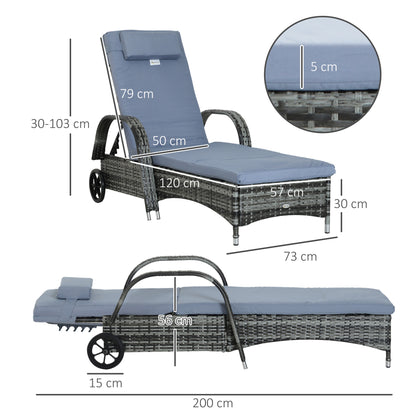 Rattan Single Lounge - Mixed Grey