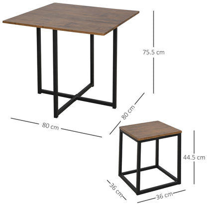 5 Piece Dining Table and Chairs Set 4, Industrial Space Saving Table and Chairs with Metal Frame,