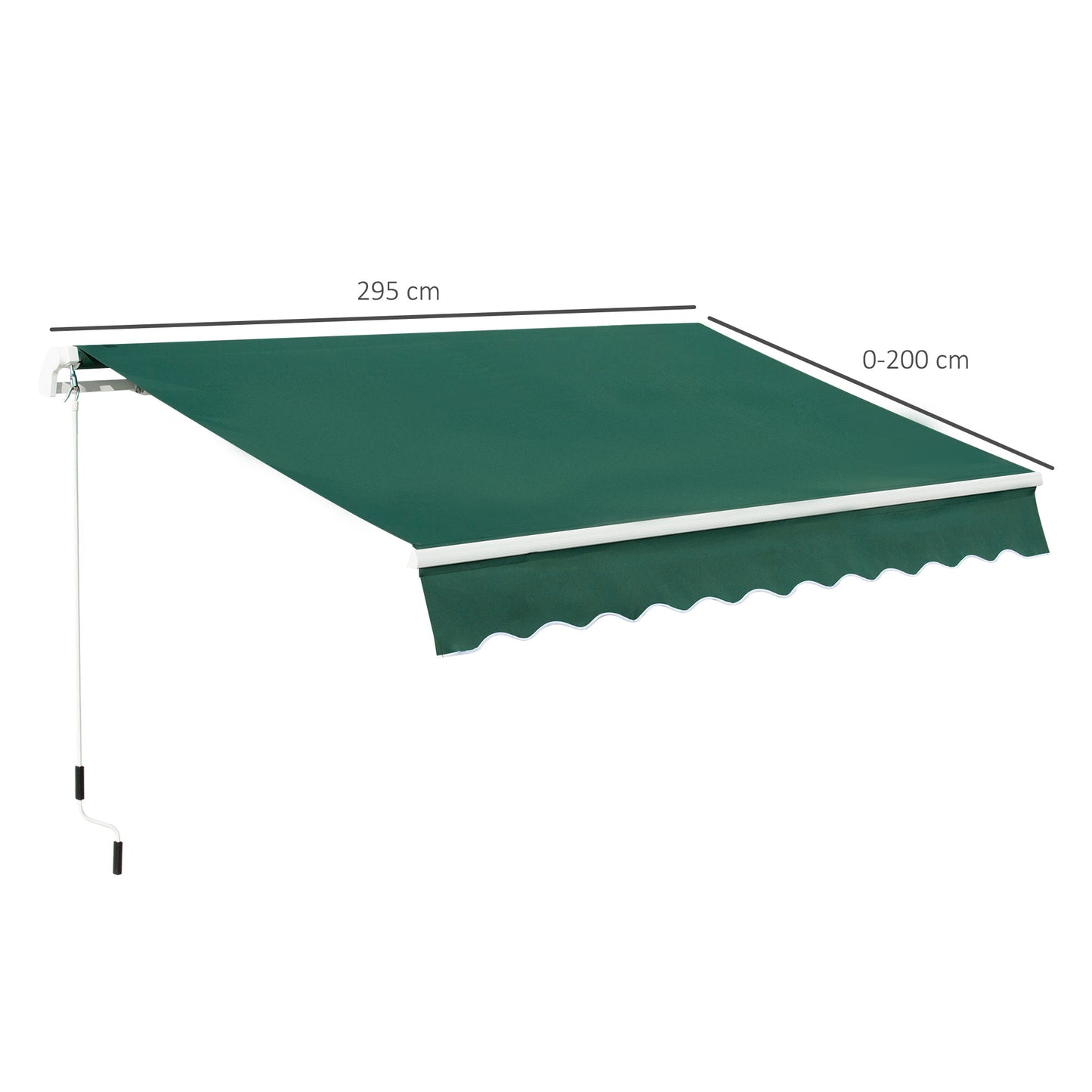 Awning Canopy Manual Retractable Porch Sun Shade Shelter 3 x 2m Green