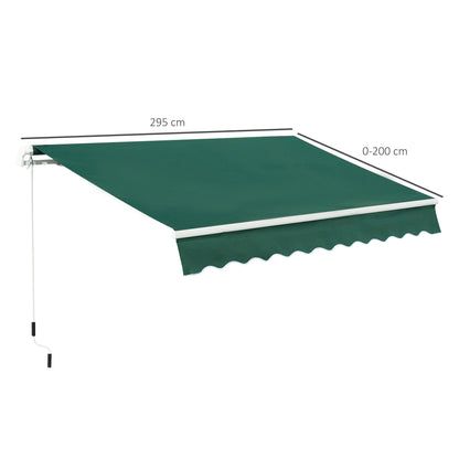 Awning Canopy Manual Retractable Porch Sun Shade Shelter 3 x 2m Green