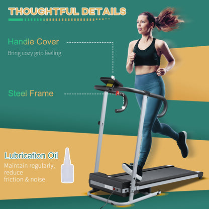 Motorised Electric Treadmill, 10km/h Folding Running Machine, Gym Fitness Exercise with LCD Monitor, Grey