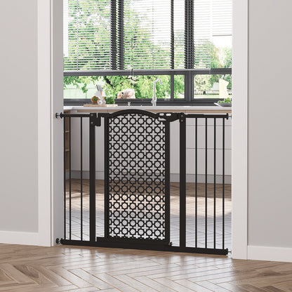 74-105 cm Pressure Fit Safety Gate for Doorways and Staircases, Dog Gate, Pet Barrier for Hallways with Auto Close, Double Locking, 2 Extensions