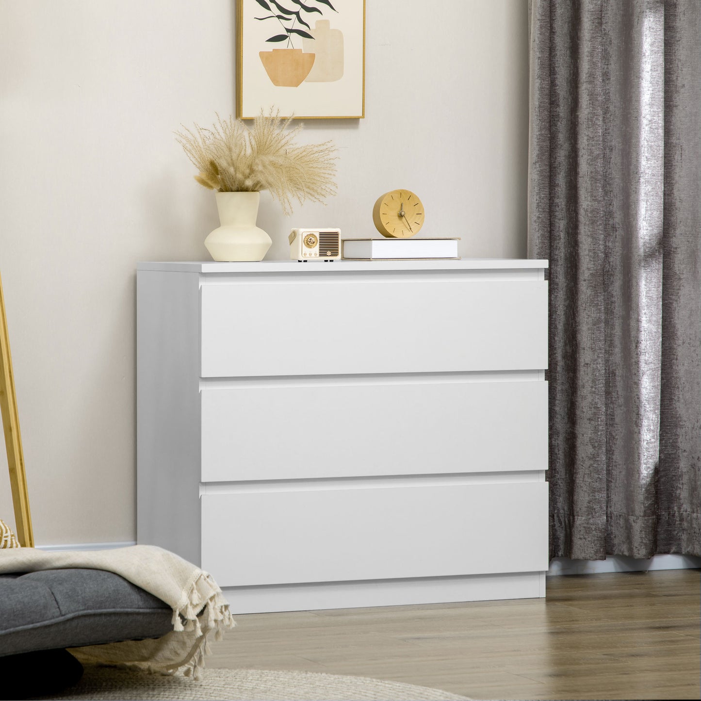 Three drawers offer lots of storage clothing - White