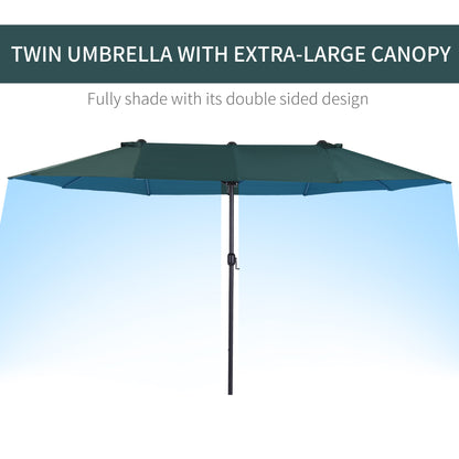 4.6m Garden Parasol Double-Sided Sun Umbrella Patio Market Shelter Canopy Shade Outdoor Green