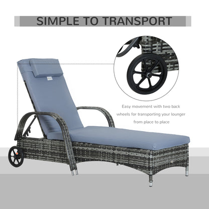 Rattan Single Lounge - Mixed Grey
