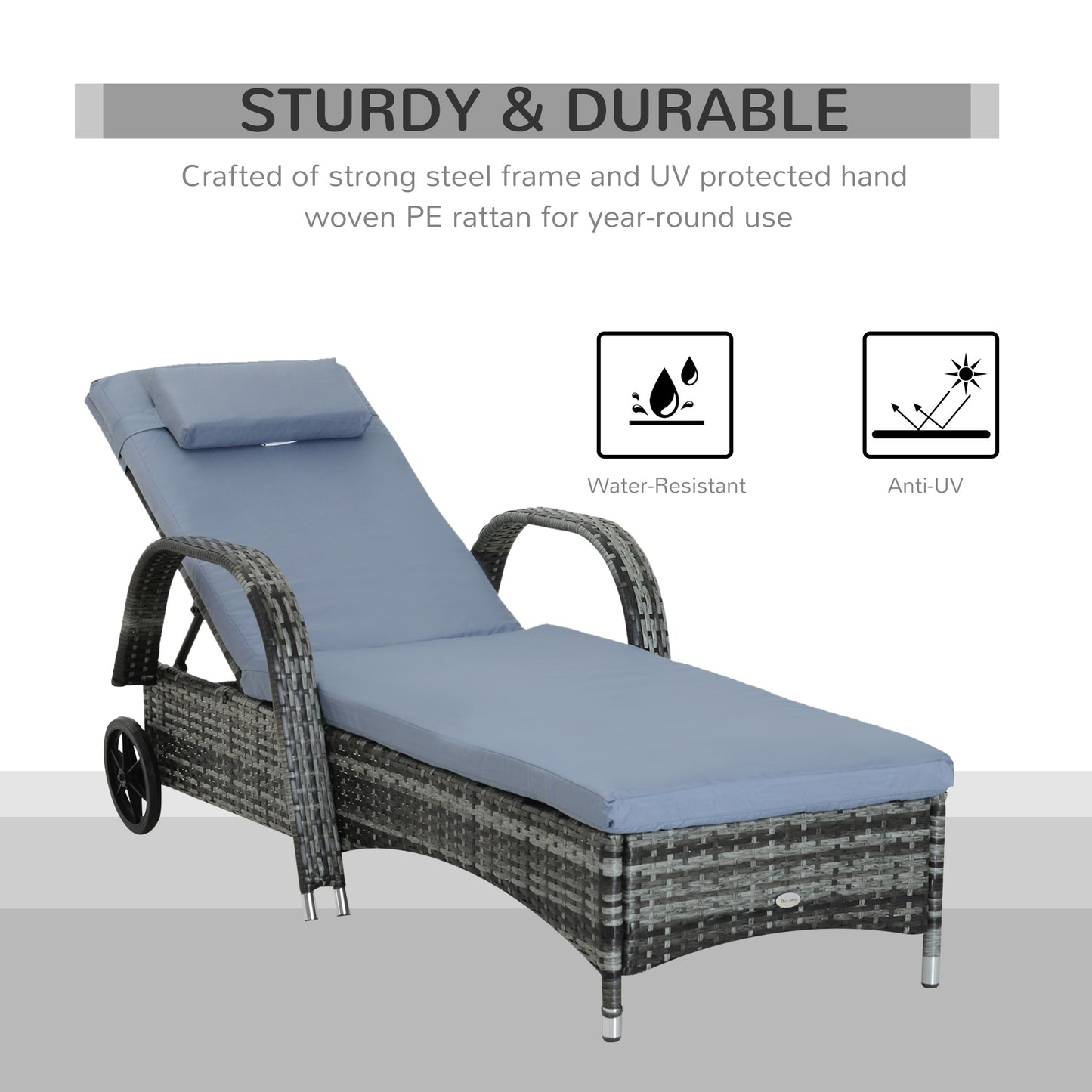 Rattan Single Lounge - Mixed Grey
