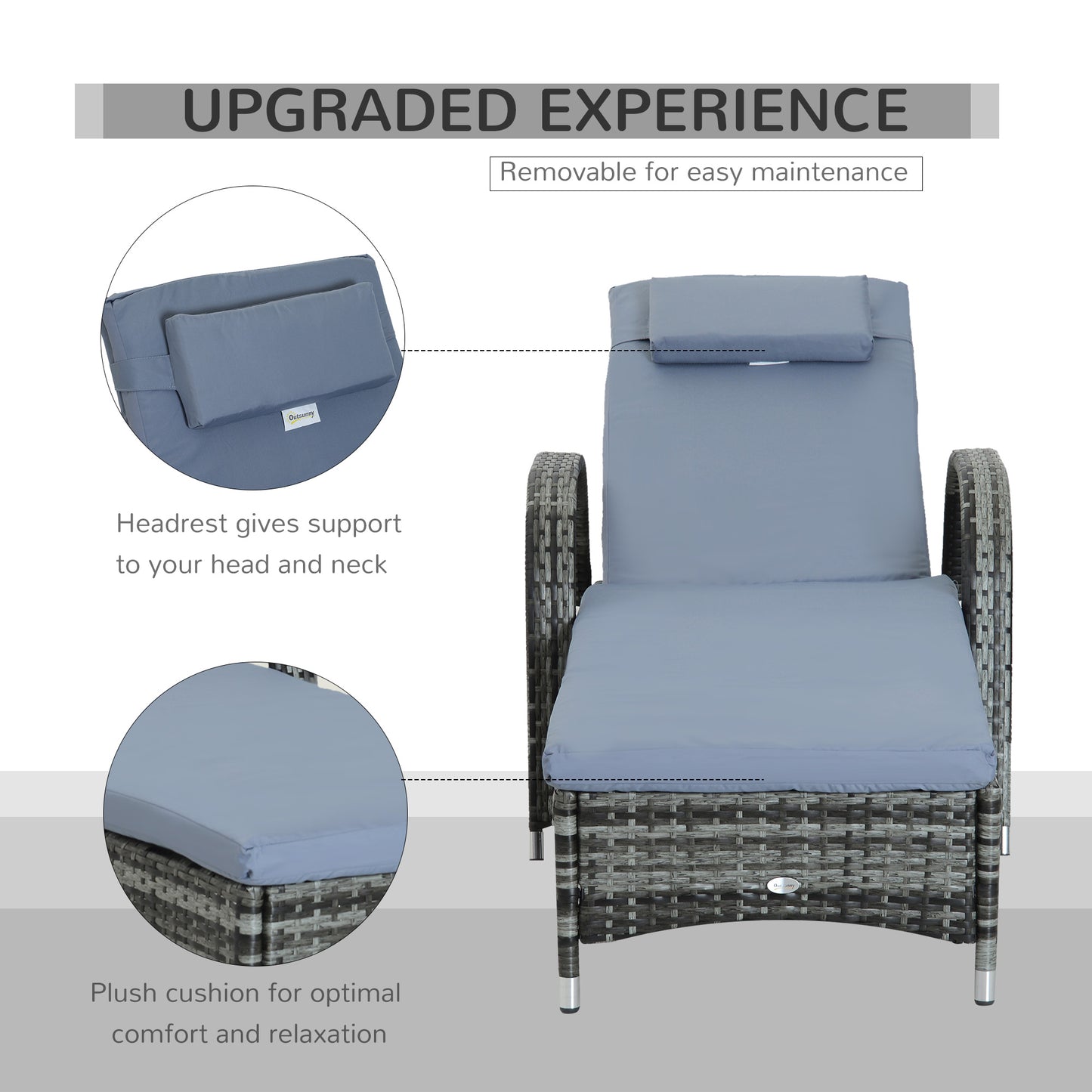 Rattan Single Lounge - Mixed Grey
