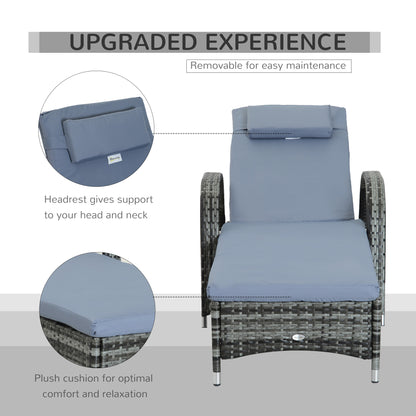 Rattan Single Lounge - Mixed Grey