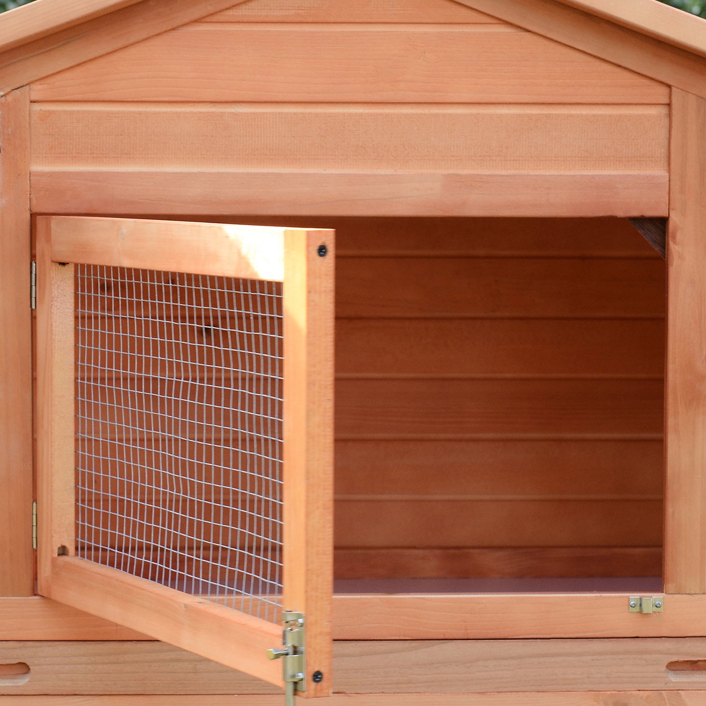 Wooden Rabbit Hutch Outdoor Run, Guinea Pig Hutch, Two-Storey Bunny House, Pet Habitat Animal Cage with Ramp, 309 x 79 x 86 cm