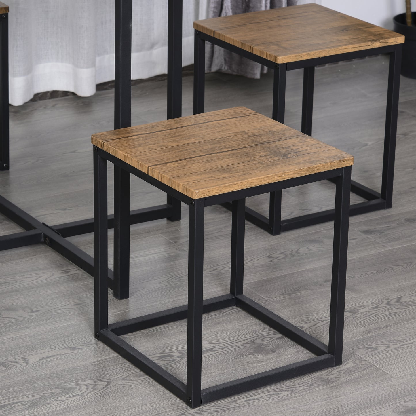5 Piece Dining Table and Chairs Set 4, Industrial Space Saving Table and Chairs with Metal Frame,