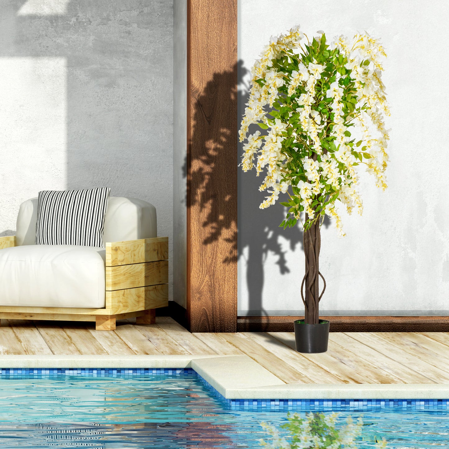 Artificial White Wisteria Tree (1.6m tall)