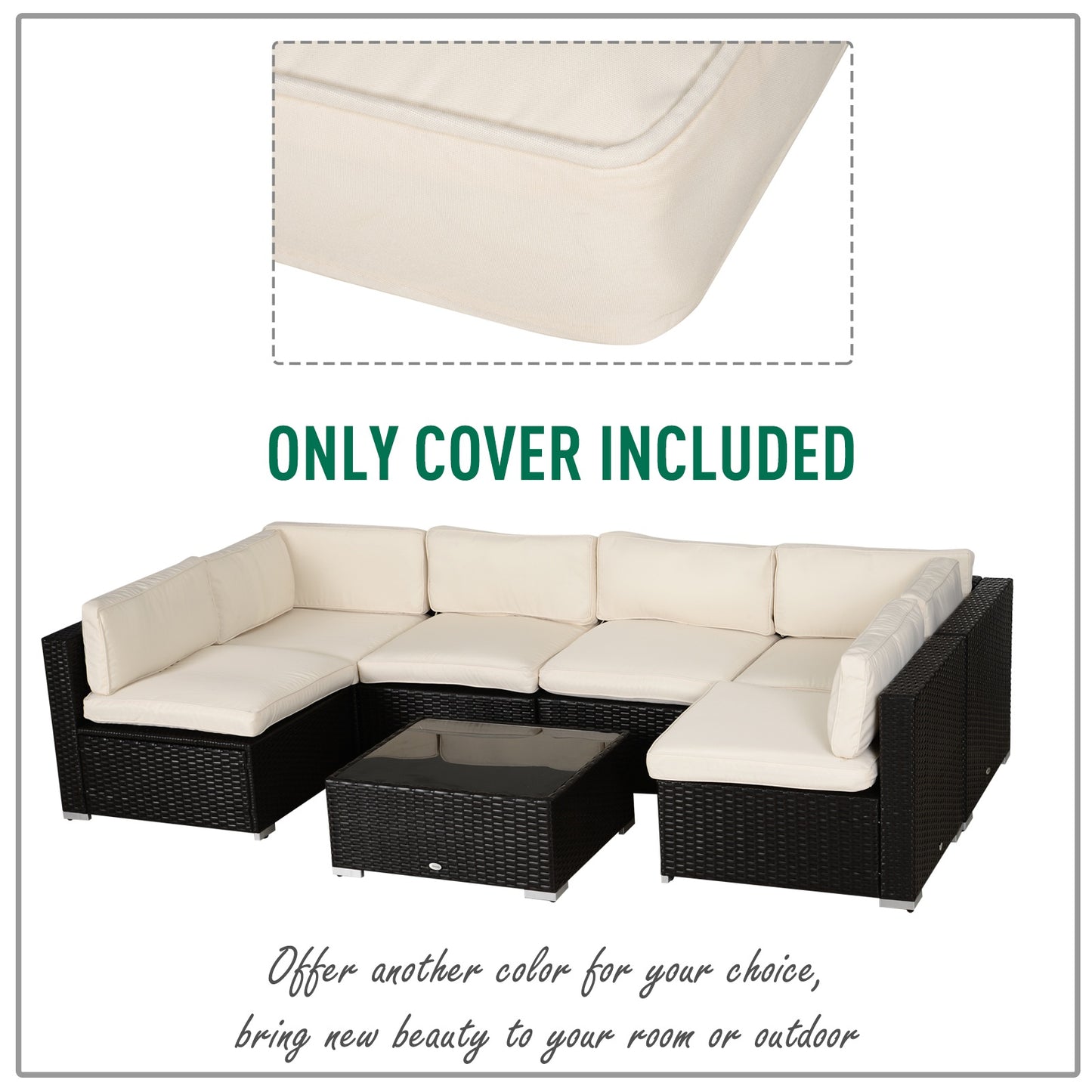 Garden Rattan Seat Cushion Covers Replacement Outdoor, No Cushion Included, Beige