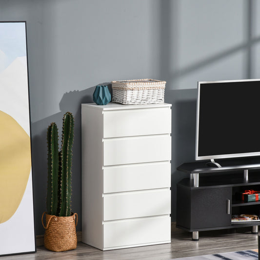 5 Drawer Cabinet Storage Cupboard Sideboard Organiser Living Room White