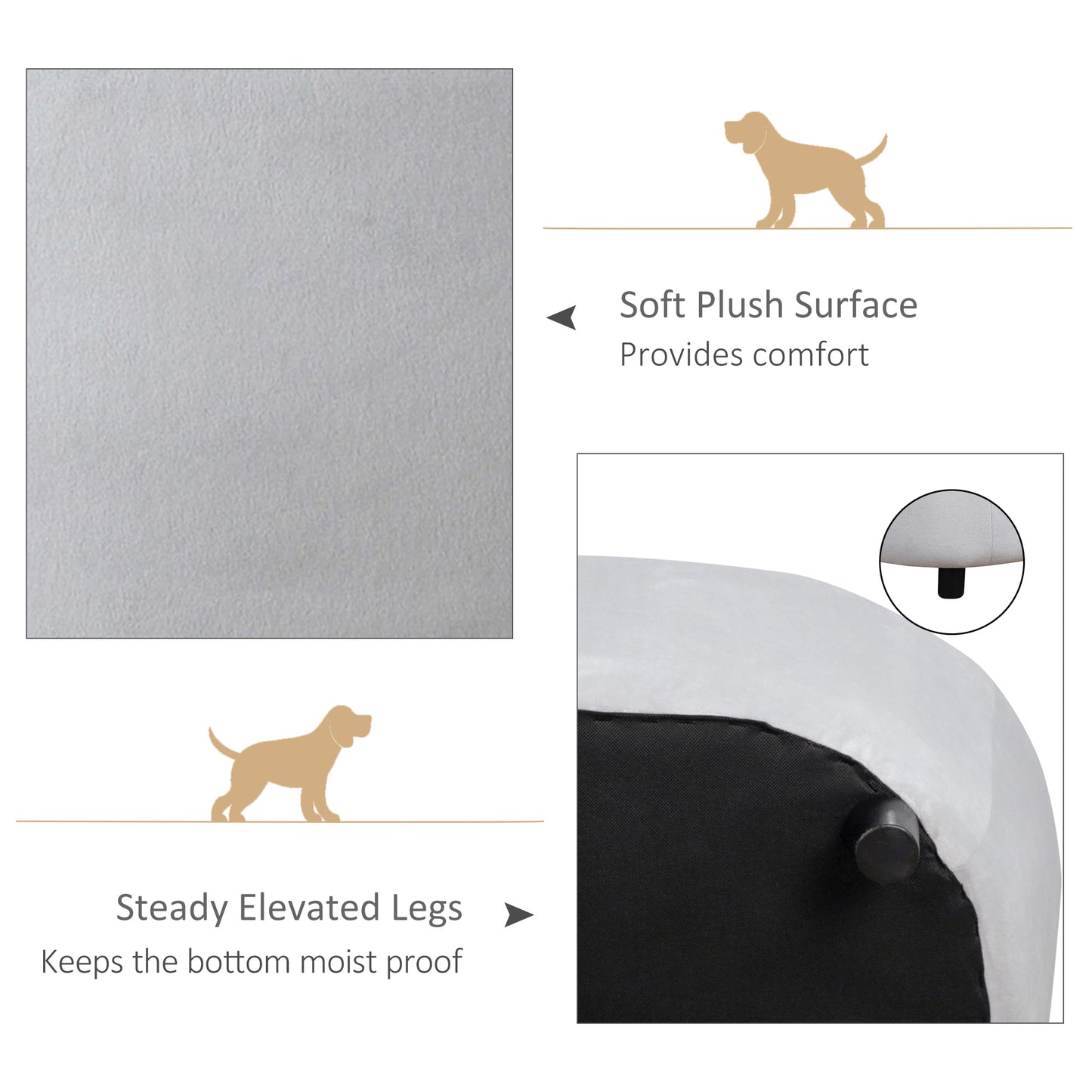 Dog Sofa for XS and S-Size Dogs, Pet Couch with Thick Sponge Padded Cushion, Cat Lounge Bed with Washable Cover, Wooden Frame