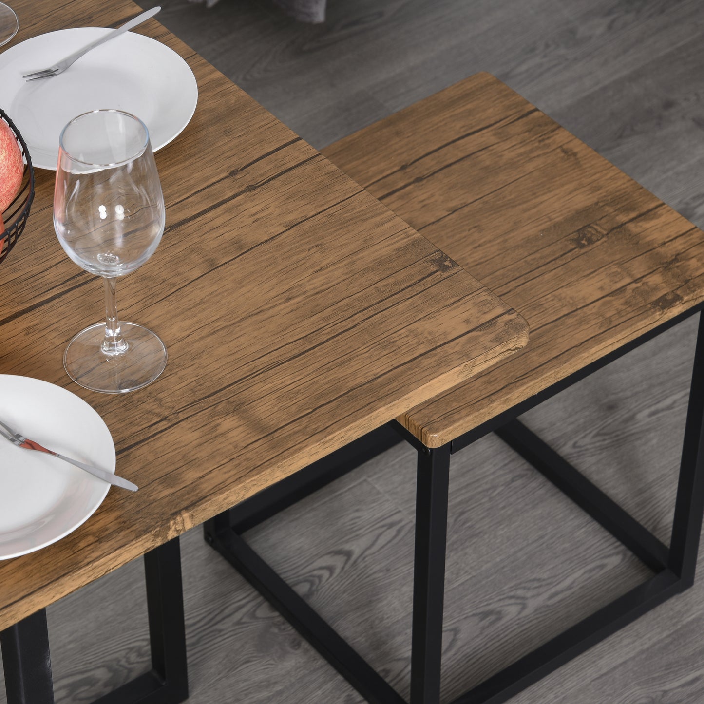 5 Piece Dining Table and Chairs Set 4, Industrial Space Saving Table and Chairs with Metal Frame,
