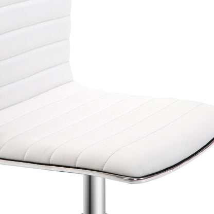Adjustable Swivel Office Chair with Armless Mid-Back in PU Leather and Chrome Base - White