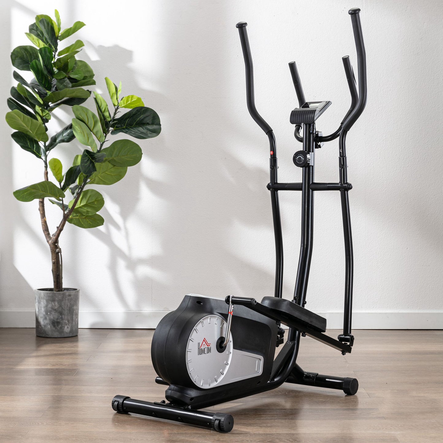 Elliptical Cross Trainer, Home Cardio Workout Machine with Eight Level Magnetic Resistance, LCD Monitor, Heart Rate Sensor, Two Wheel
