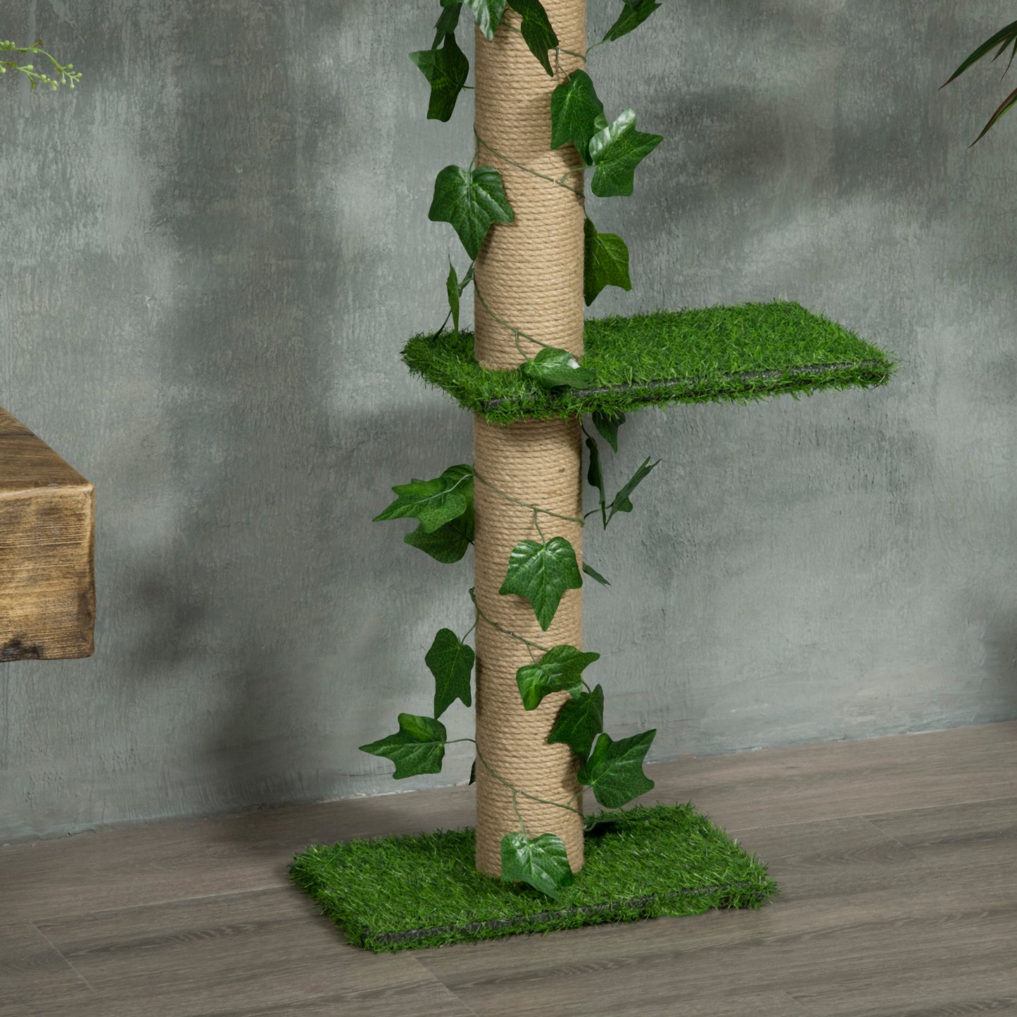 242cm Floor to Ceiling Cat Tree, Height Adjustable Kitten Tower w/ Anti-Slip Kit, Highly Simulated Multi-Layer Activity Centre w/ Perches, Scratching Post - Green
