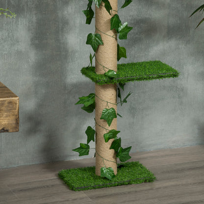 242cm Floor to Ceiling Cat Tree, Height Adjustable Kitten Tower w/ Anti-Slip Kit, Highly Simulated Multi-Layer Activity Centre w/ Perches, Scratching Post - Green