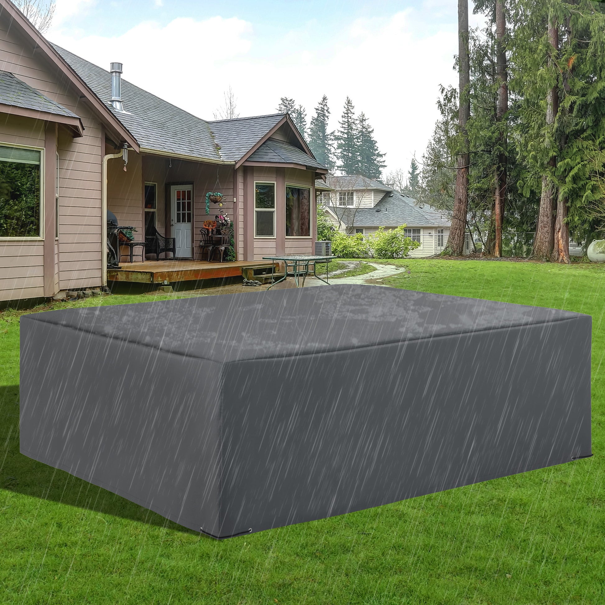 Outsunny 600D Oxford Patio Corner Set Cover Outdoor Garden Rattan Furniture Protection Cover Protector Waterproof Anti-UV Grey 225L x 210W x 70Hcm
