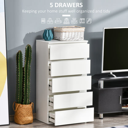 5 Drawer Cabinet Storage Cupboard Sideboard Organiser Living Room White