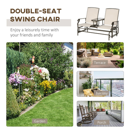Glider Rocking Chair & Table Set 2 Single Seaters Rocker Garden Swing Chair Patio Furniture Bistro Set Brown