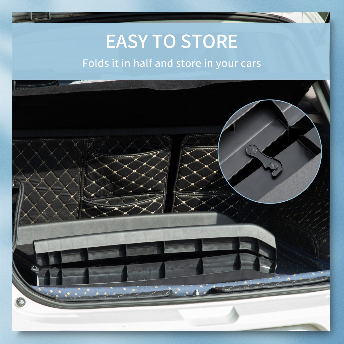 Foldable Pet Ramp Dog Car Ramp for SUVs, Cars w/ Removable Non-Slip Cover - Black