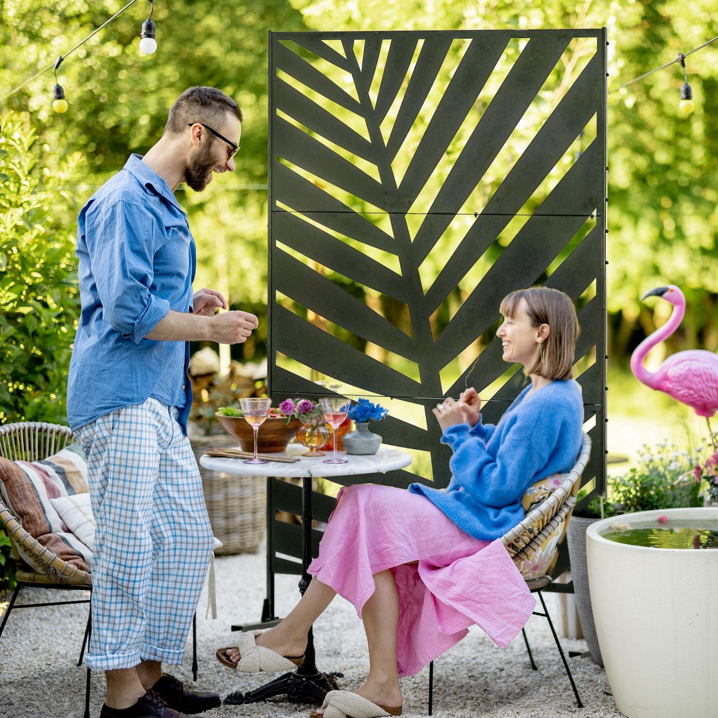 Outdoor Privacy Banana Leaf Pattern - Black