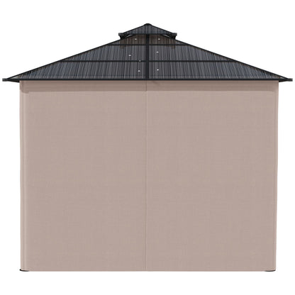 3 x 3m Outdoor Polycarbonate Gazebo with Double Roof, Galvanised Steel Frame and Curtains